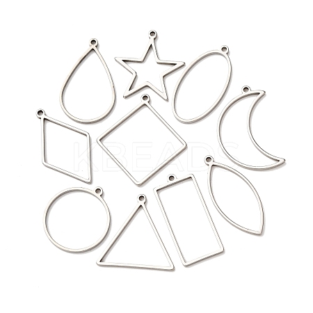 10Pcs 201 Stainless Steel Open Back Bezel Pendant Sets STAS-B101-06B-P-1