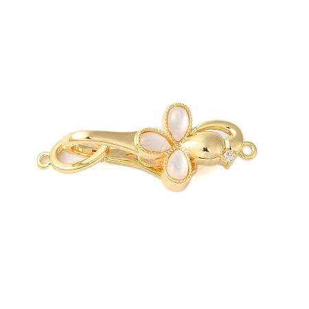 Brass Micro Pave Clear Cubic Zirconia Fold Over Clasps KK-S382-14G-01-1