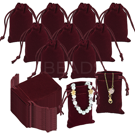60Pcs Rectangle Velvet Drawstring Pouches TP-NB0001-66B-1