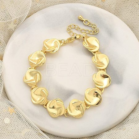 Brass Flat Round Links Bracelets for Women KK-B124-11G-1