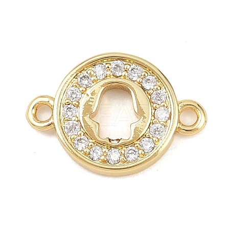 Brass Pave Clear Cubic Zirconia Donut Links Connector Charms KK-L251-09G-02-1