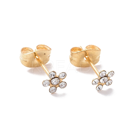 Rhinestone Flower Stud Earrings with 316L Surgical Stainless Steel Pins EJEW-P204-03G-02-1