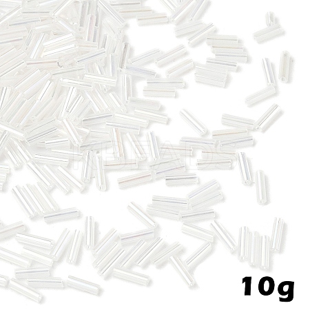 10G Transparent Colours Rainbow Glass Bugle Beads GLAA-YW0004-56C-1