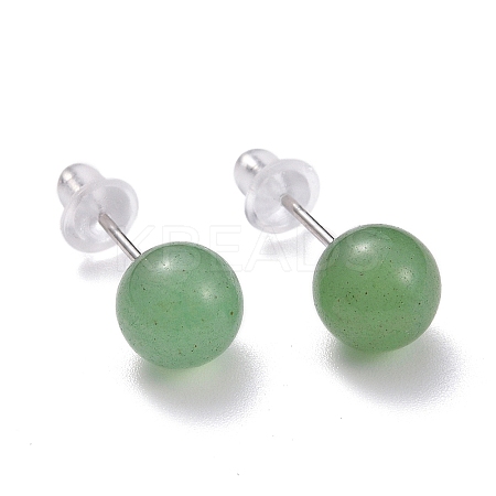 Crackle Round Green Aventurine Dainty Stud Earrings for Girl Women LS-EJEW-M202-04C-1