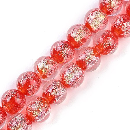 Handmade Gold Foil Lampwork Beads Strands LAMP-Q002-01G-1