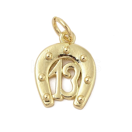 Horse Shoe Rack Plating Brass Pendants KK-Z074-34G-1