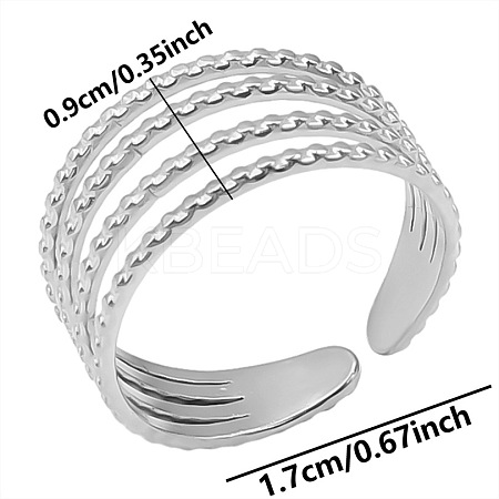 Geometric Minimalist Hollow 304 Stainless Steel Cuff Rings KD9952-1-1