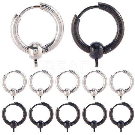 24Pcs 2 Colors  304 Stainless Steel Hoop Earring Findings FIND-SC0017-16C-1