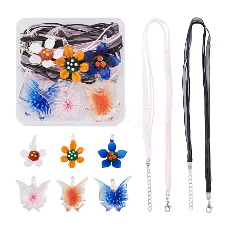 DIY Flower and Butterfly Necklace Making Kit DIY-KS0001-34-1