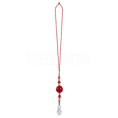 Brass & Glass & Natural Malaysia Jade Pendant Decoration HJEW-CA00065-1
