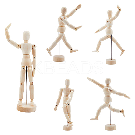 3 Styles Unfinished Blank Wooden Puppet DIY-FH0006-97-1
