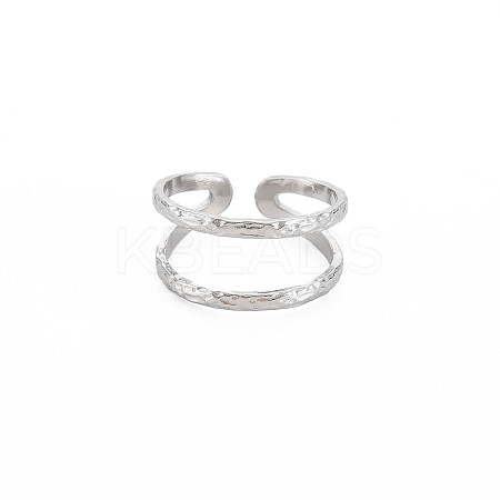 Non-Tarnish 304 Stainless Steel Double Line Open Cuff Ring for Women LS-X-RJEW-S405-200P-1