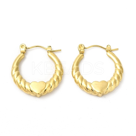 Ion Plating(IP) 304 Stainless Steel Heart Hoop Earrings for Women EJEW-L237-05G-1