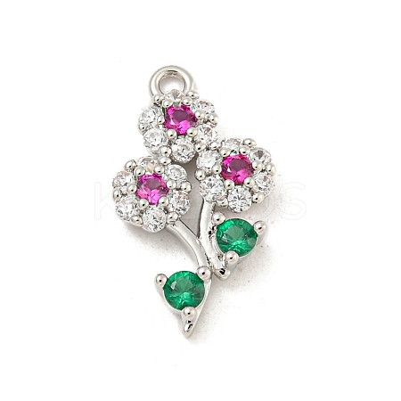 Rack Plating Brass Micro Pave Cubic Zirconia Pendants KK-P277-17P-1