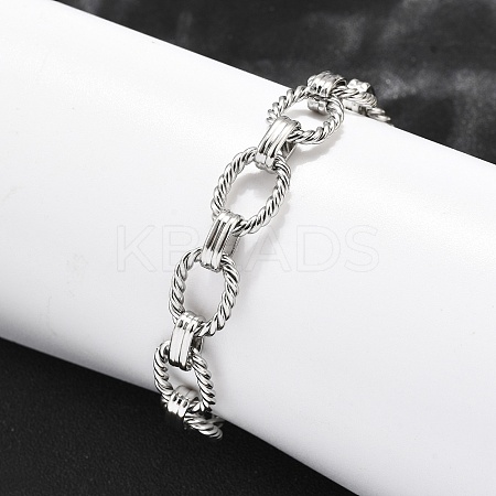 304 Stainless Steel Oval Link Chain Bracelets for Women X-BJEW-R021-09P-1