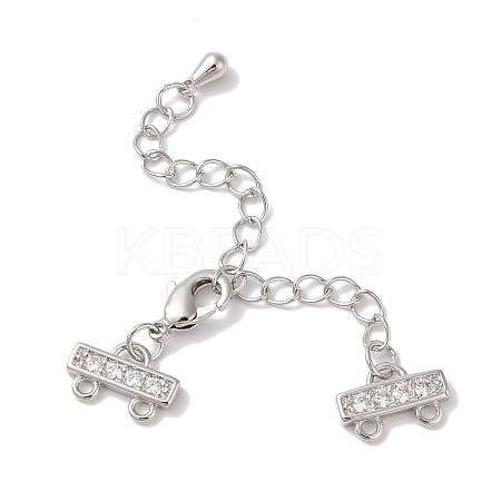 Brass Micro Pave Cubic Zirconia Chain Extender KK-L216-004C-P-1