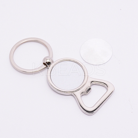 Sublimation Blanks Keychains Zinc Alloy Bottle Opener Blank Key Rings KEYC-WH0018-19P-1