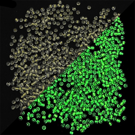 Glow in the Dark Luminous Transparent Glass Round Seed Beads LUMI-PW0004-006A-07-1