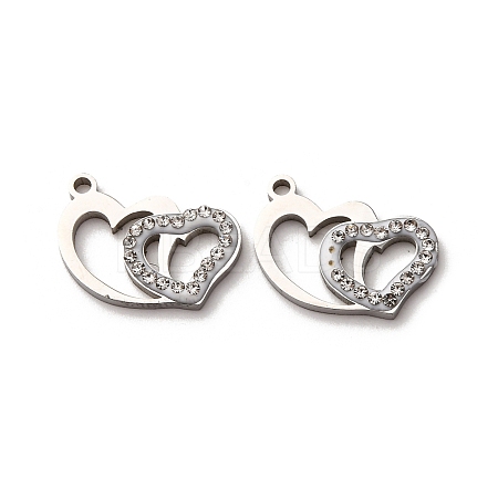 304 Stainless Steel Clay Rhinestone Pendants STAS-P406-17C-P-1