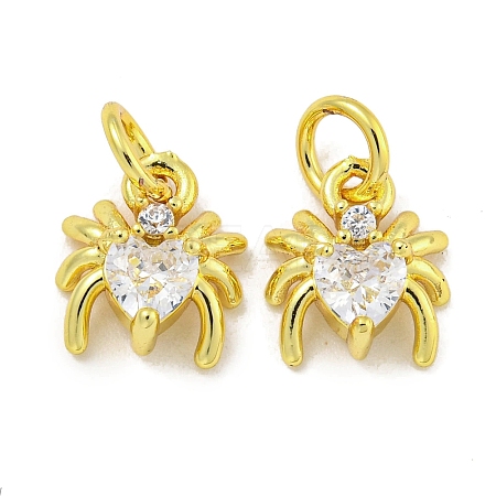 Rack Plating Brass Micro Pave Cubic Zirconia Spider Charms ZIRC-I065-02H-1