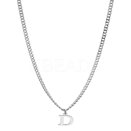 1Pc 304 Stainless Steel Letter Pendant Necklaces NJEW-LP0001-33D-P-1