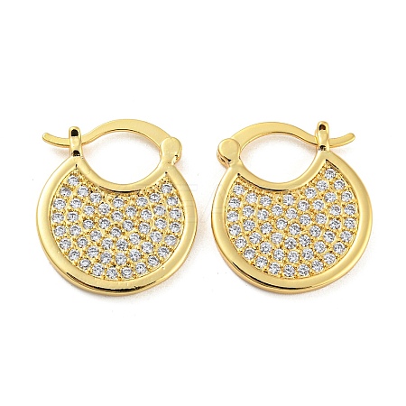 Brass Micro Pave Clear Cubic Zirconia Thick Hoop Earrings EJEW-Q785-01G-1