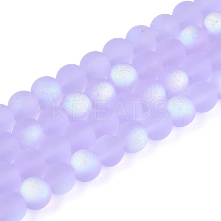Frosted Transparent Glass Beads Strands GLAA-T032-T6mm-MBB01-1