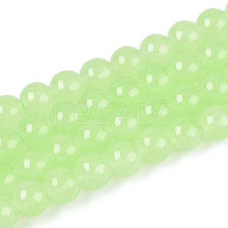 Baking Paint Imitation Jade Glass Round Bead Strands X1-DGLA-Q021-8mm-08-1