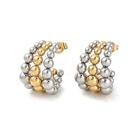 Ion Plating(IP) 304 Stainless Steel C-Shaped Stud Earrings EJEW-Z068-27G-1