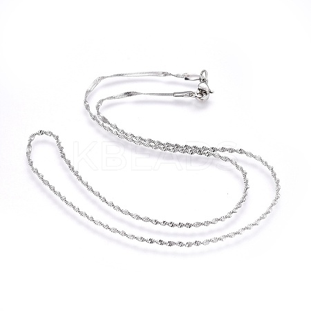 Non-Tarnish 304 Stainless Steel Singapore Chain Necklaces LS-NJEW-F248-14A-P-1