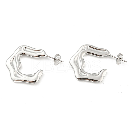 Non-Tarnish 304 Stainless Steel Twist Ring Stud Earrings EJEW-I290-01P-1