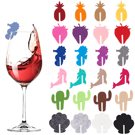 BENECREAT 24Pcs 24 Styles Ocean Theme Felt Wine Glass Charms AJEW-BC0004-18-1