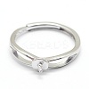 Adjustable Rhodium Plated 925 Sterling Silver Ring Components STER-I016-016P-2