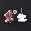 Acrylic Cartoon Mushroom Stud Earrings with Platic Pins for Women EJEW-F293-03E-1