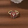 Brass Micro Pave Cubic Zirconia Cuff Open Rings for Women RJEW-B160-09G-1