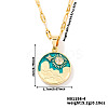 Brass Green Enamel 3D Flat Round Sky Sun Pendant Necklaces AR2379-2-2