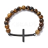 Round Natural Tiger Eye Bead Stretch Bracelets BJEW-F493-08EB-01-2