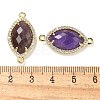 Natural Amethyst Faceted Horse Eye Connector Charms G-G181-07G-05-3