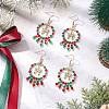 2 Pairs 2 Colors Christmas Themed Handmade Glass Seed Beads Dangle Earrings EJEW-MZ00488-1