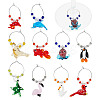 Sea Animal Glass Wine Glass Charms AJEW-GA00018-1