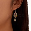 925 Sterling Silver Shell Shape with Starfish Dangle Earrings EJEW-M096-02G-4