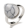 Natural & Synthetic Gemstone Teardrop Adjustable Rings RJEW-K371-08S-3