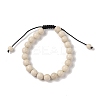 8mm Round Natural Fossil Braided Bead Bracelets BJEW-C067-01B-26-2