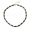 Natural Black Onyx(Dyed & Heated) & Synthetic Non-magnetic Hematite Column Beaded Necklaces with 304 Stainless Steel End Chains NJEW-K301-01A-4