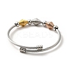 304 Stainless Steel Bicone Beaded Open Cuff Bangle BJEW-P283-51-3