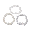 3Pcs Natural Quartz Crystal & Synthetic White Howlite & Natural White Moonstone Chip Beaded Stretch Bracelet Sets BJEW-JB10857-4