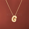 Brass Micro Pave Clear Cubic Zirconia Initial Pendant Necklaces for Women FS-WGDC51D-07-1