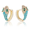 Cubic Zirconia Snake Hoop Earrings with Enamel EJEW-SZ0001-87A-1