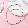 Natural Aquamarine & Sodalite & Green Aventurine Round Cube and Natural Pearl Rice Beaded Necklaces NJEW-JN05868-01-1