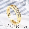 Brass Micro Pave Cubic Zirconia Open Cuff Rings for Women RJEW-R011-01G-02-1